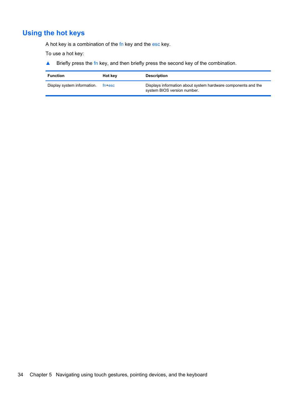 Using the hot keys | HP Pavilion Sleekbook 14-b015dx User Manual | Page 44 / 79