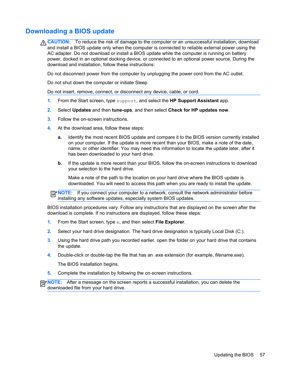 Downloading a bios update | HP Pavilion Sleekbook 14-b015dx User Manual | Page 67 / 79