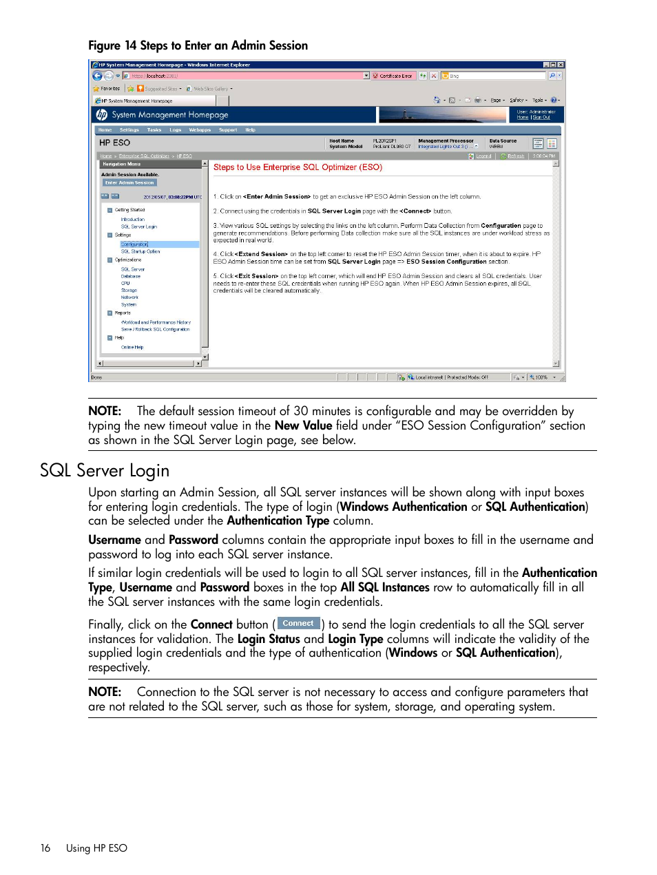 Sql server login | HP ProLiant DL980 G7 Server User Manual | Page 16 / 36