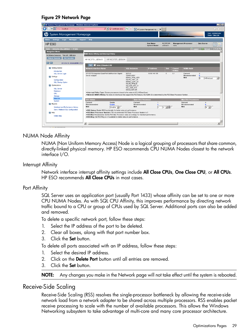 Numa node affinity, Interrupt affinity, Port affinity | Receive-side scaling | HP ProLiant DL980 G7 Server User Manual | Page 29 / 36