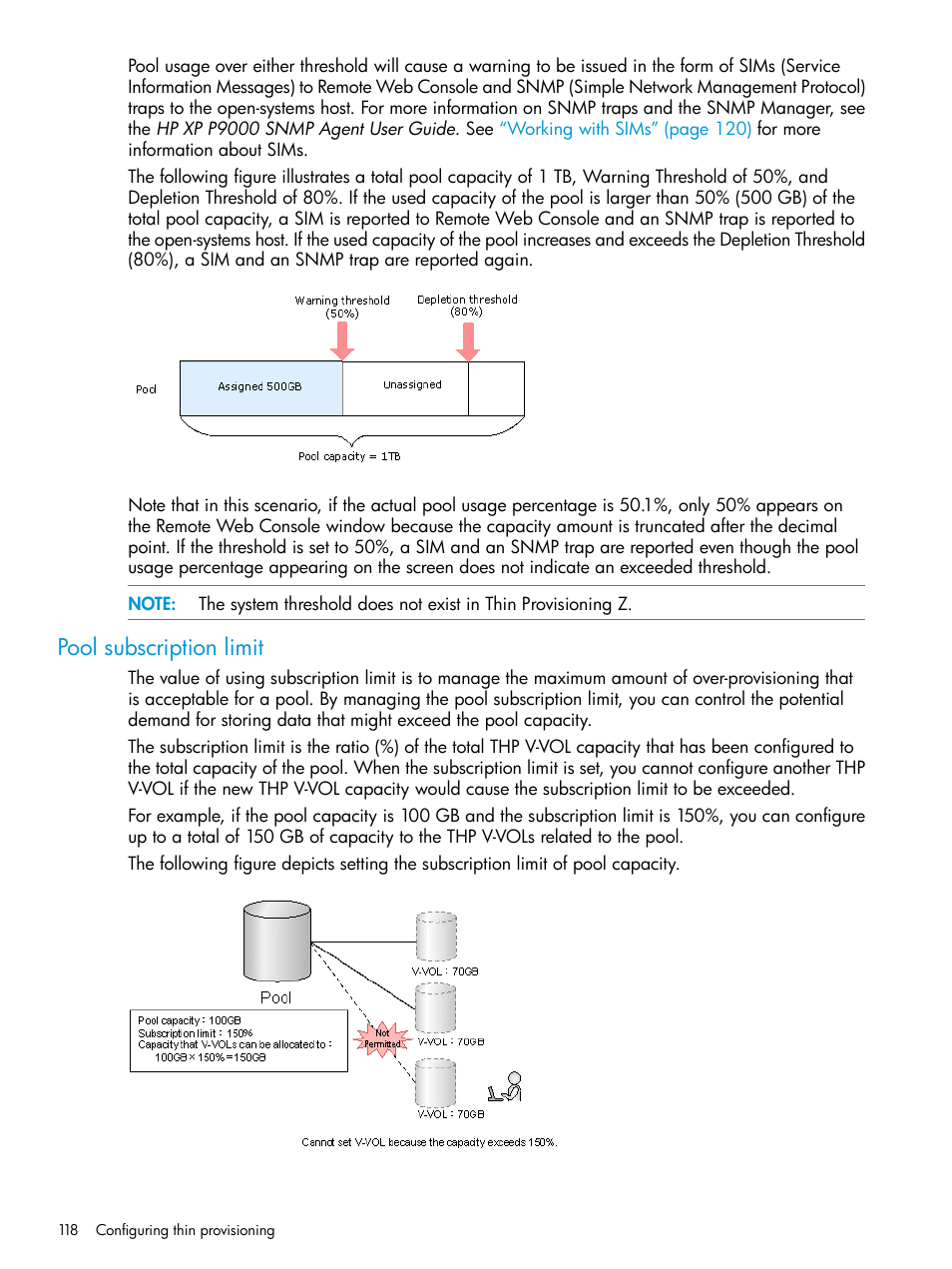 Pool subscription limit | HP XP P9500 Storage User Manual | Page 118 / 335