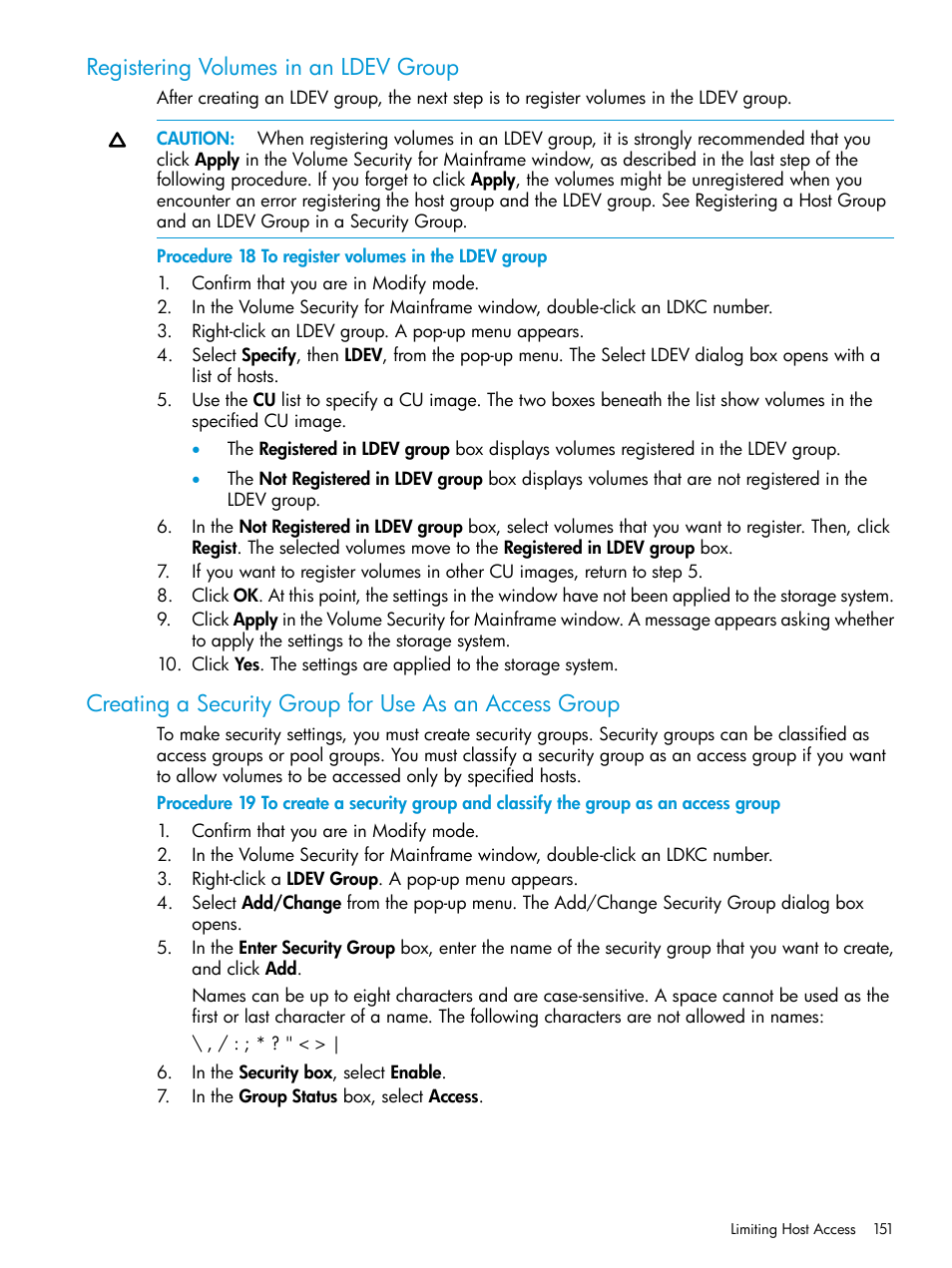 Registering volumes in an ldev group | HP XP P9500 Storage User Manual | Page 151 / 335