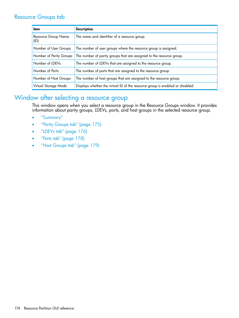 Resource groups tab, Window after selecting a resource group | HP XP P9500 Storage User Manual | Page 174 / 335