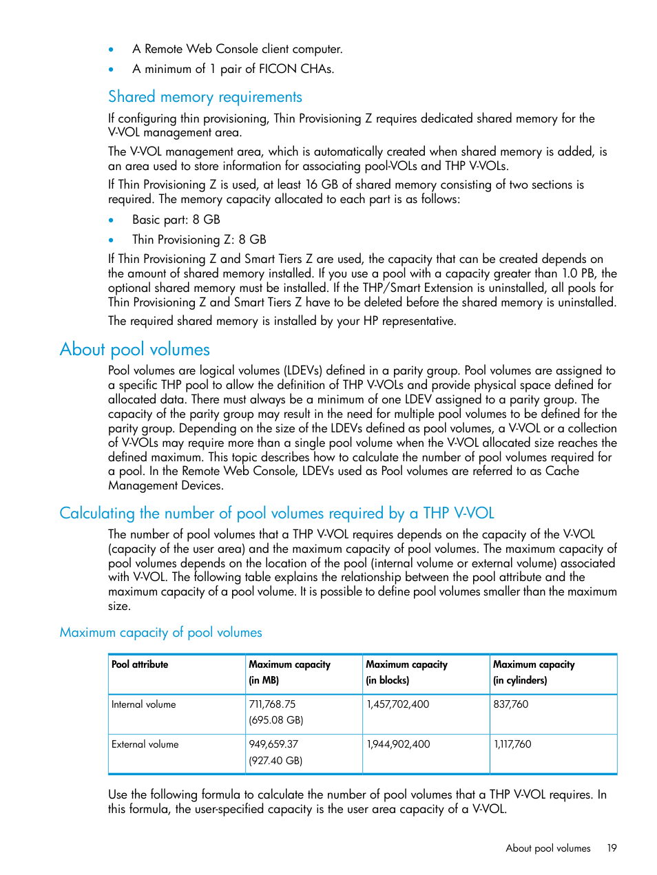 About pool volumes, Maximum capacity of pool volumes | HP XP P9500 Storage User Manual | Page 19 / 335