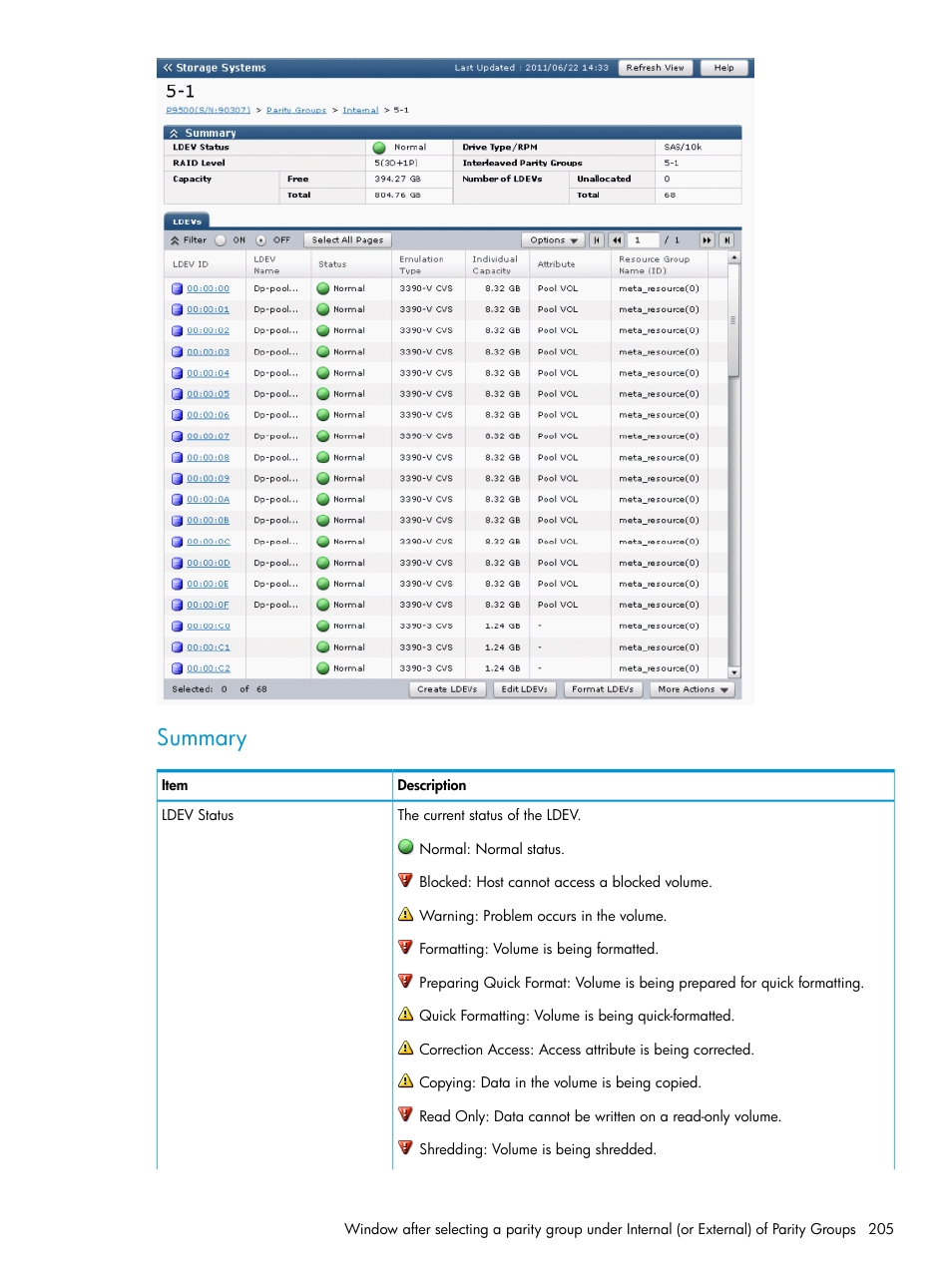 Summary | HP XP P9500 Storage User Manual | Page 205 / 335