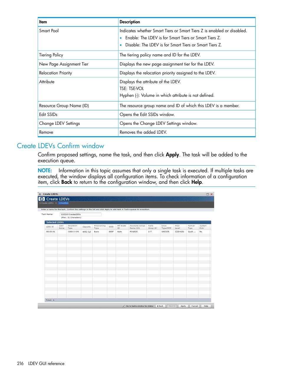 Create ldevs confirm window | HP XP P9500 Storage User Manual | Page 216 / 335