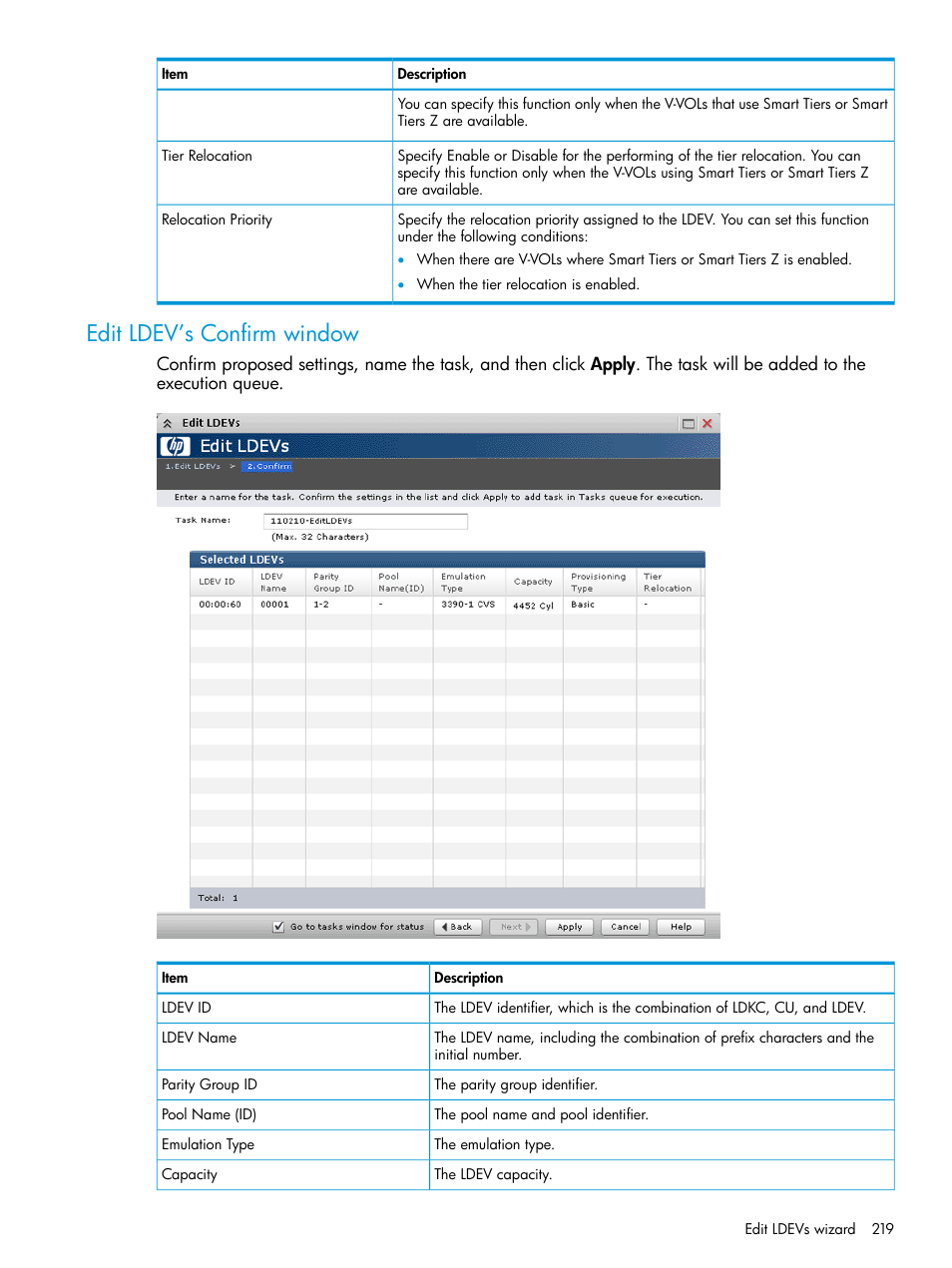 Edit ldev’s confirm window | HP XP P9500 Storage User Manual | Page 219 / 335