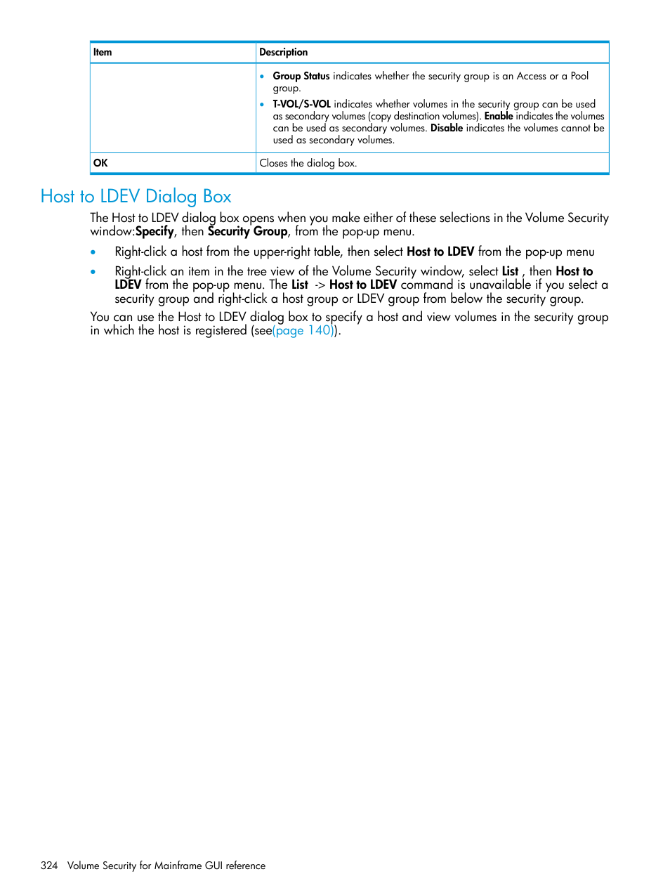 Host to ldev dialog box | HP XP P9500 Storage User Manual | Page 324 / 335