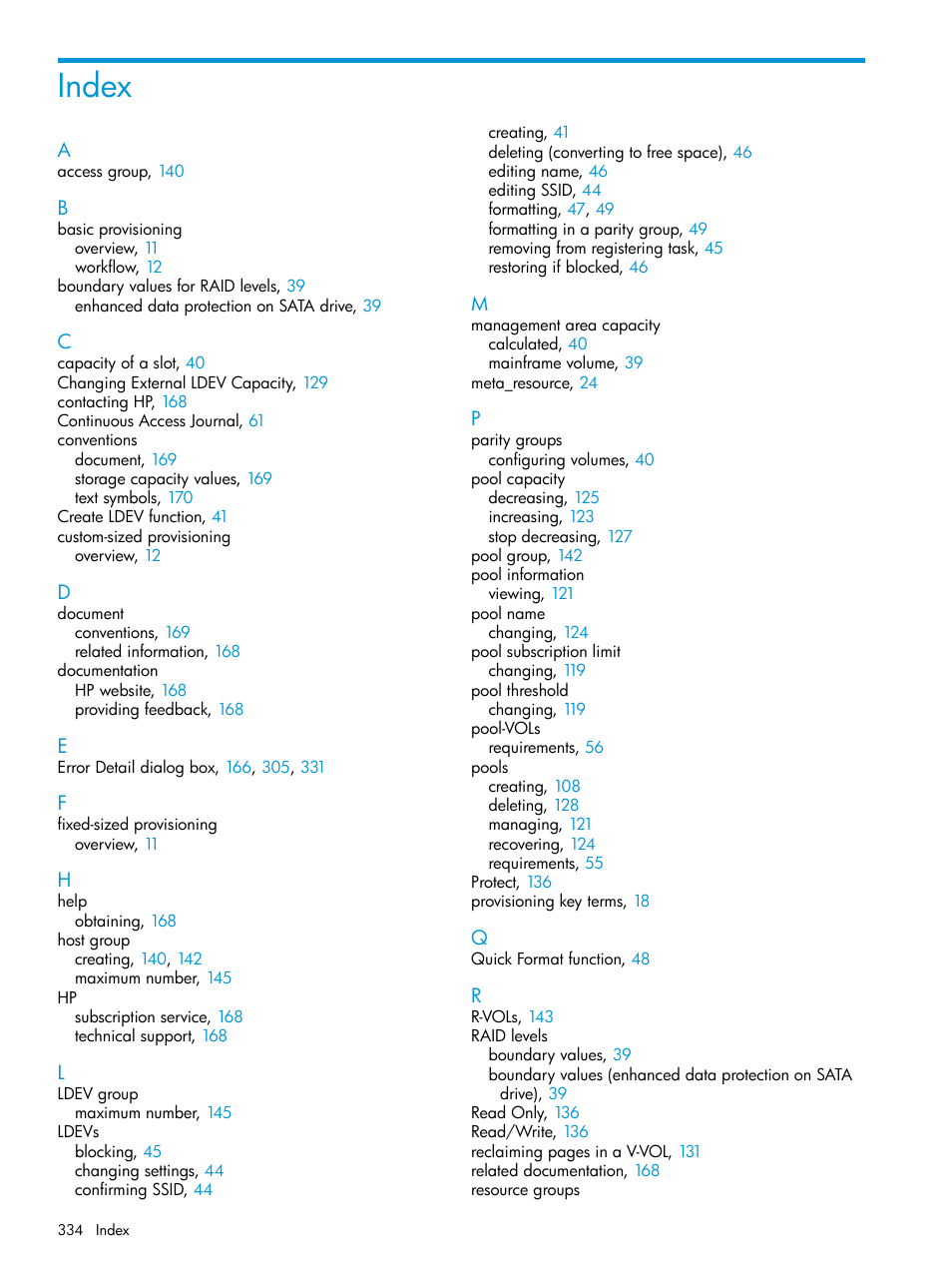 Index | HP XP P9500 Storage User Manual | Page 334 / 335