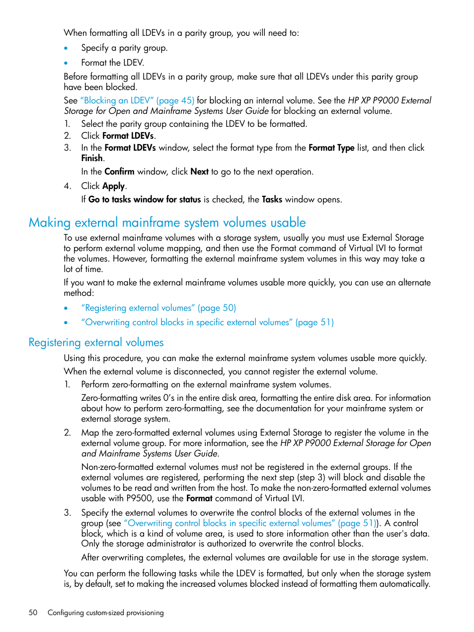 Making external mainframe system volumes usable, Registering external volumes | HP XP P9500 Storage User Manual | Page 50 / 335