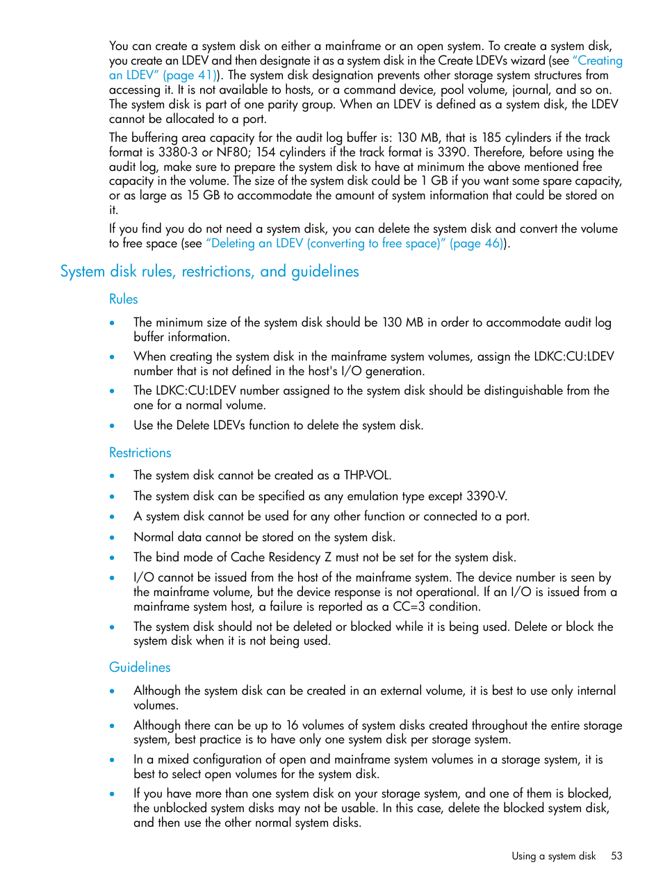 System disk rules, restrictions, and guidelines | HP XP P9500 Storage User Manual | Page 53 / 335