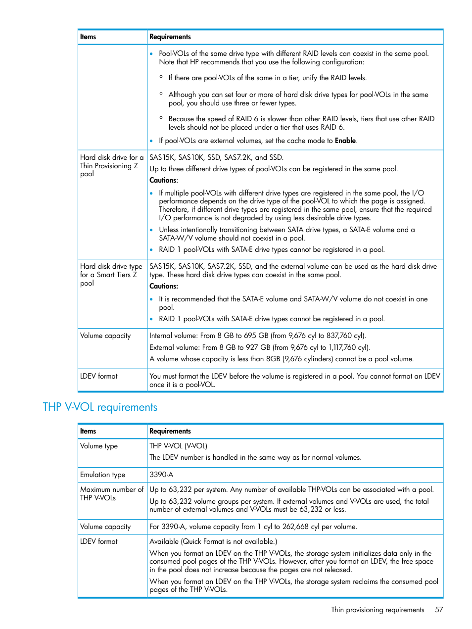 Thp v-vol requirements | HP XP P9500 Storage User Manual | Page 57 / 335