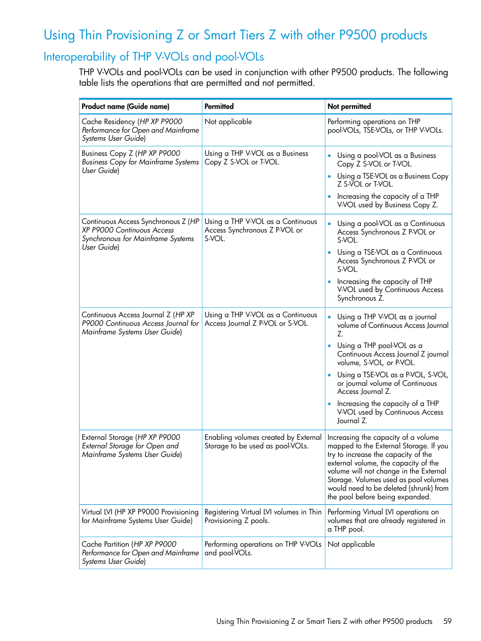 Interoperability of thp v-vols and pool-vols | HP XP P9500 Storage User Manual | Page 59 / 335