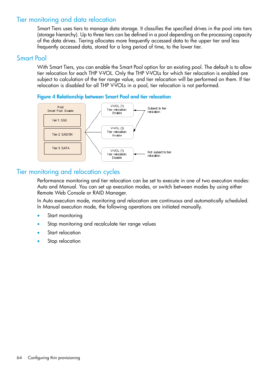 Tier monitoring and data relocation, Smart pool, Tier monitoring and relocation cycles | HP XP P9500 Storage User Manual | Page 64 / 335