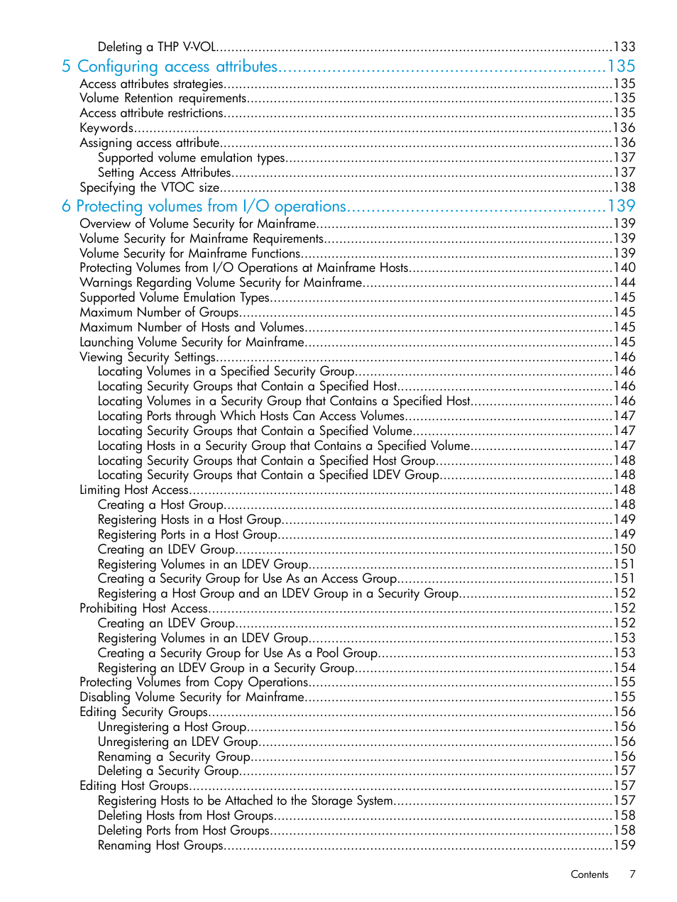 5 configuring access attributes, 6 protecting volumes from i/o operations | HP XP P9500 Storage User Manual | Page 7 / 335