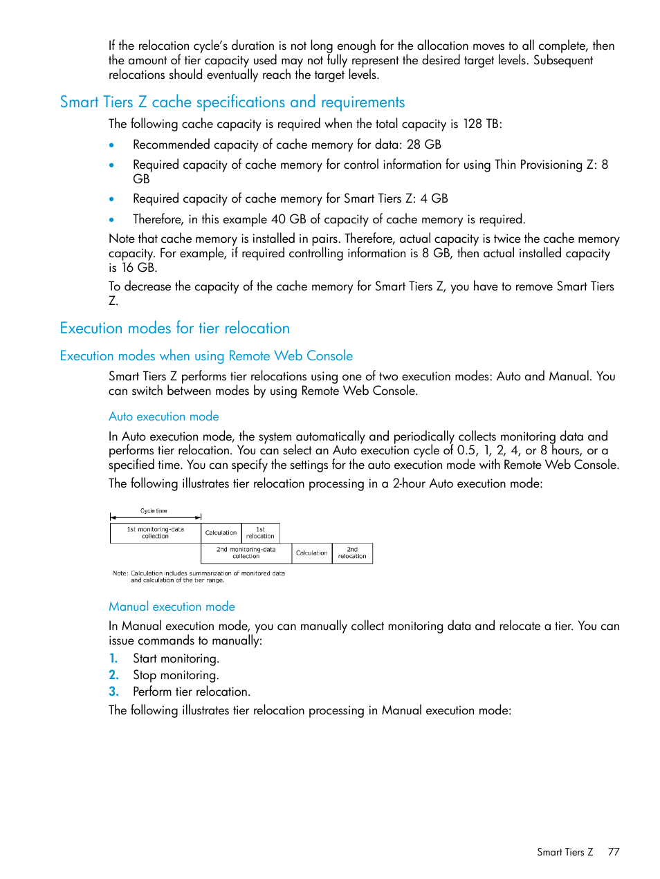 Execution modes for tier relocation, Execution modes when using remote web console | HP XP P9500 Storage User Manual | Page 77 / 335