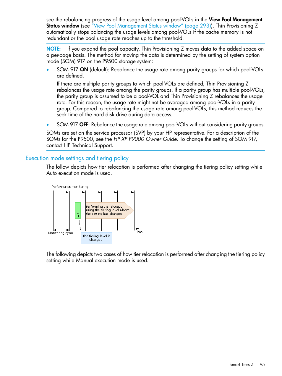 Execution mode settings and tiering policy, Execution mode settings and tiering, Execution | HP XP P9500 Storage User Manual | Page 95 / 335