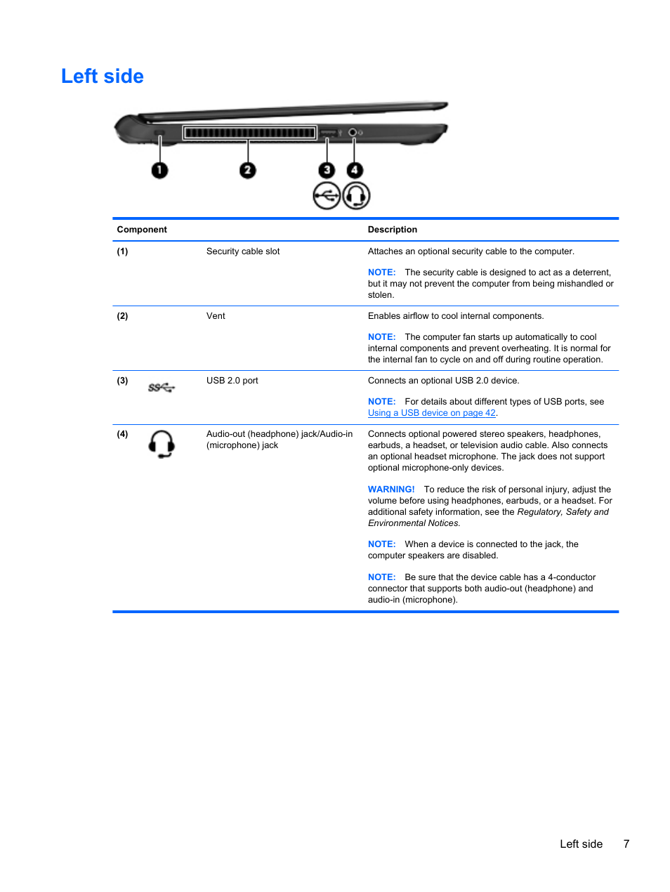 Left side | HP Pavilion Sleekbook 14-b015dx User Manual | Page 17 / 85