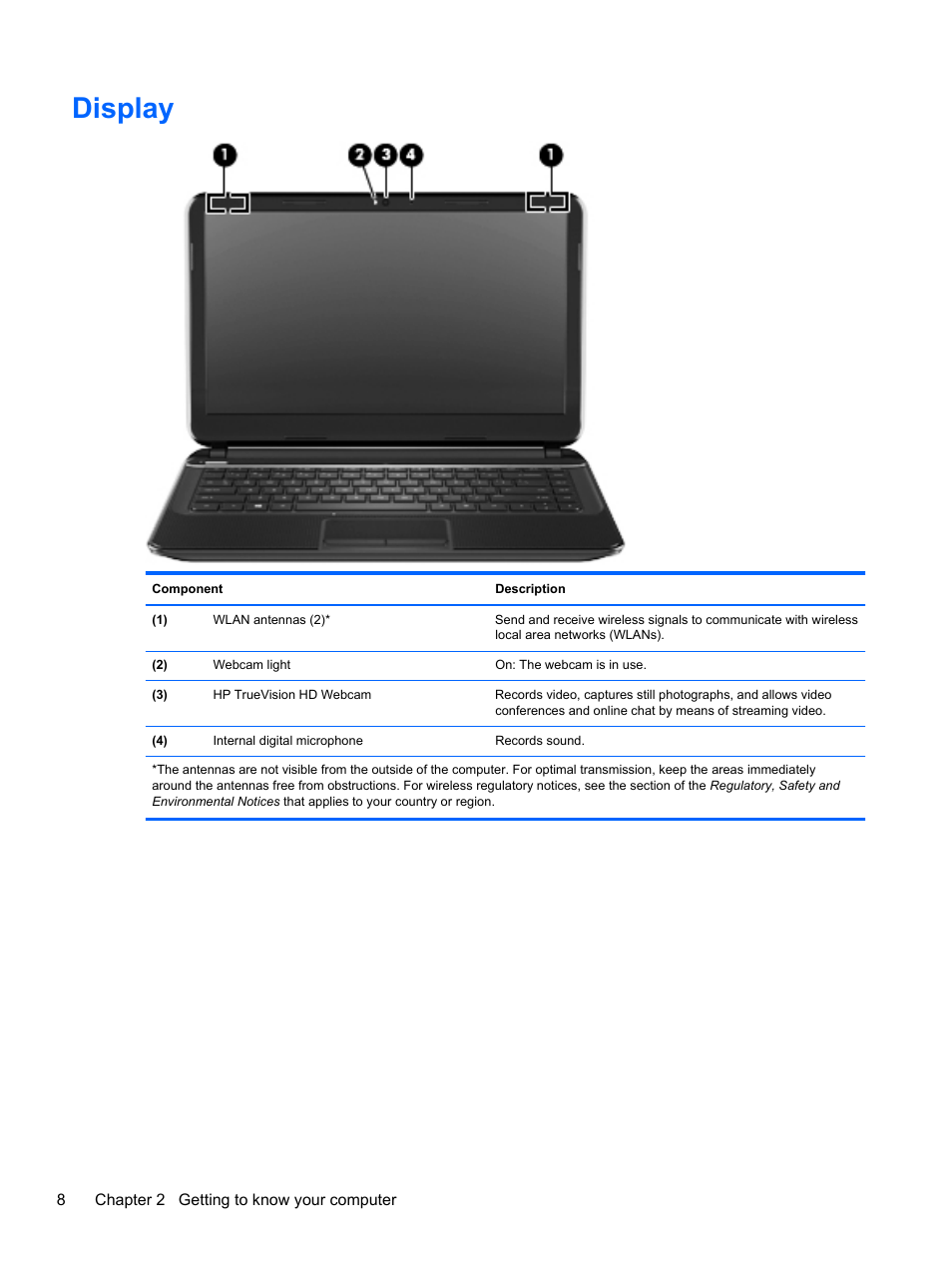 Display | HP Pavilion Sleekbook 14-b015dx User Manual | Page 18 / 85