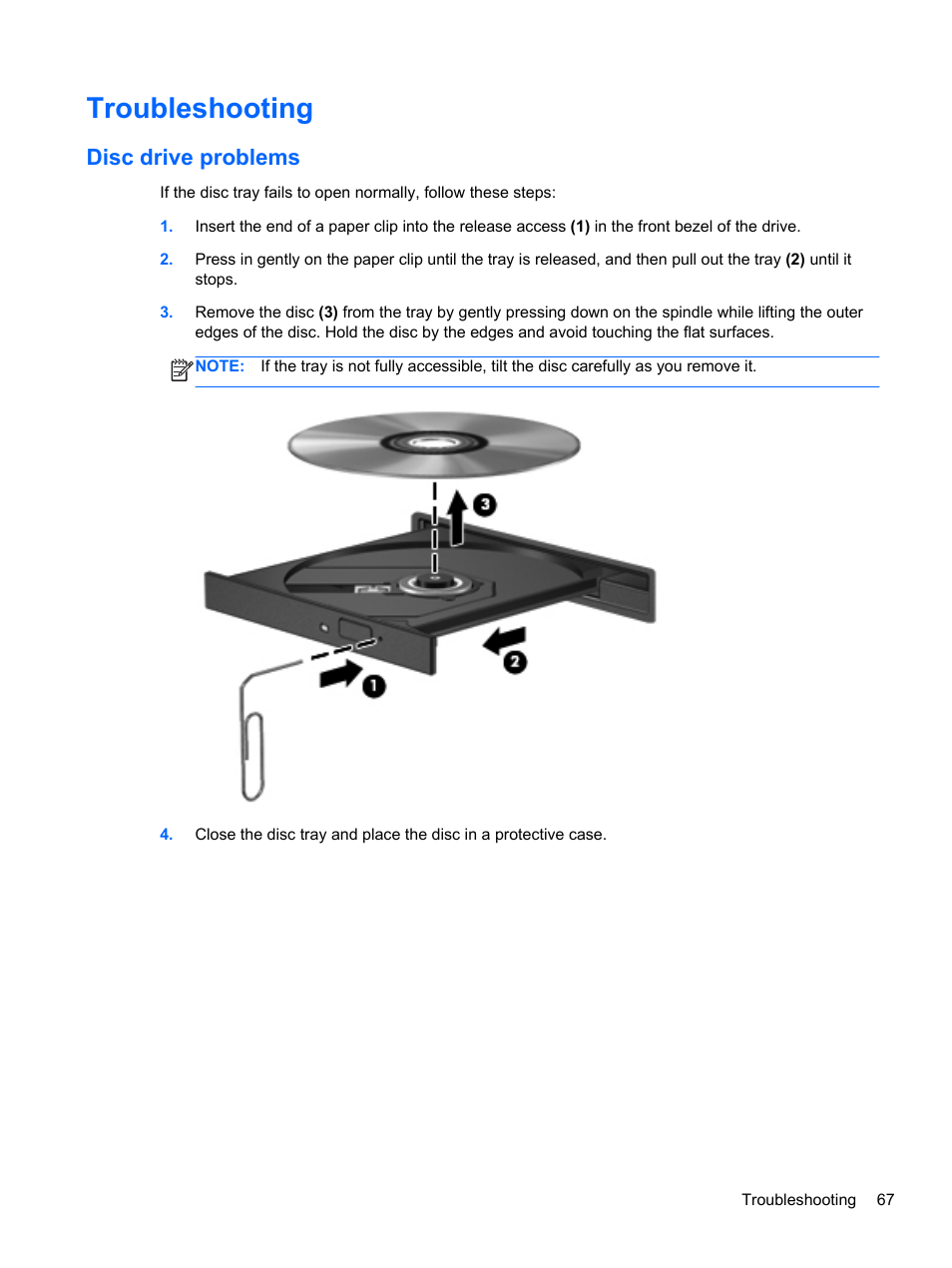 Troubleshooting, Disc drive problems | HP Pavilion Sleekbook 14-b015dx User Manual | Page 77 / 85