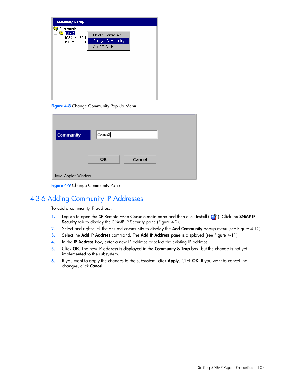 3-6 adding community ip addresses | HP StorageWorks XP Remote Web Console Software User Manual | Page 103 / 131