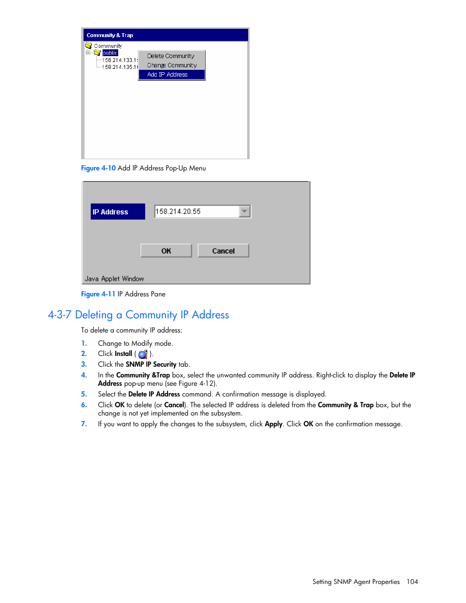 3-7 deleting a community ip address | HP StorageWorks XP Remote Web Console Software User Manual | Page 104 / 131