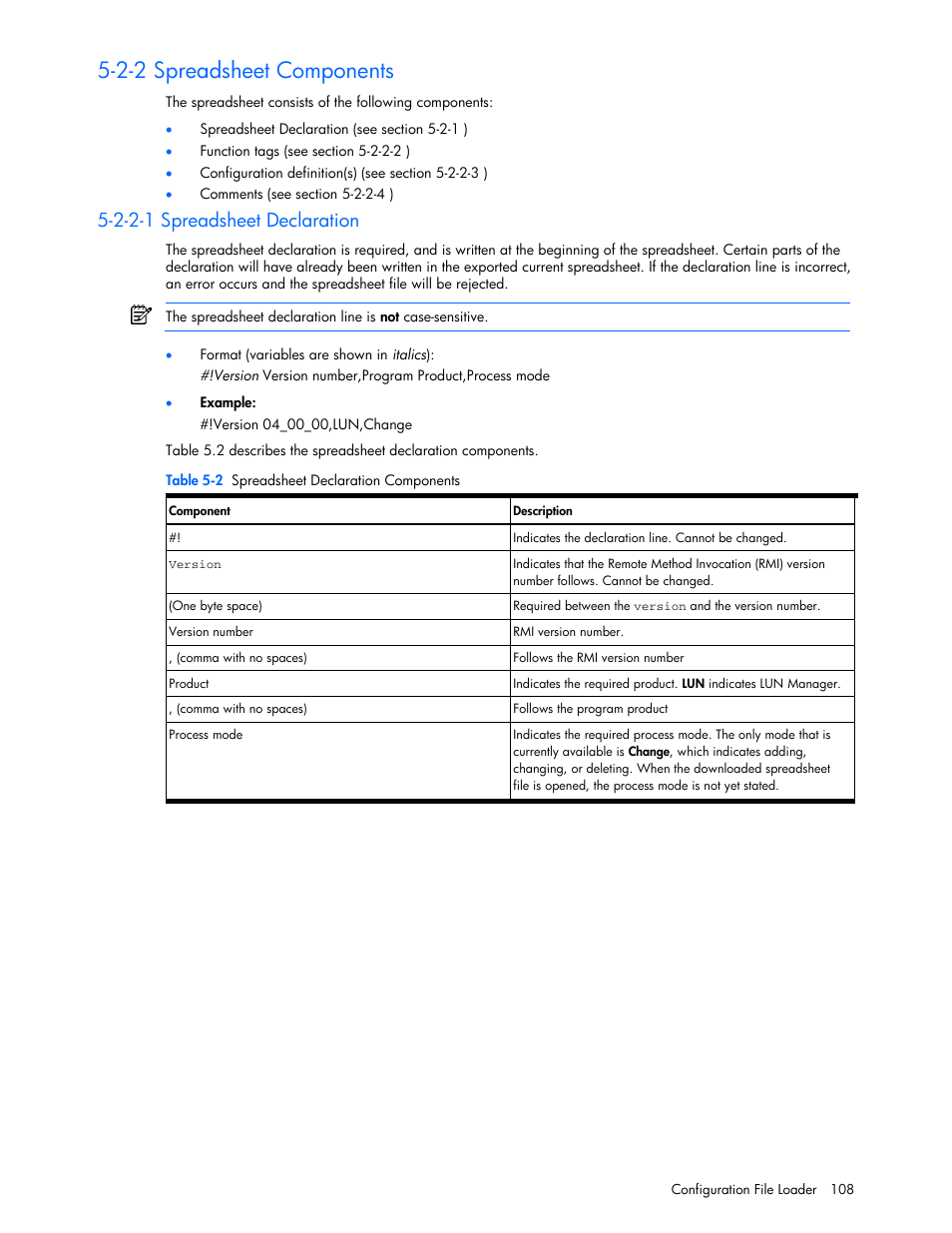 2-2 spreadsheet components, 2-2-1 spreadsheet declaration | HP StorageWorks XP Remote Web Console Software User Manual | Page 108 / 131