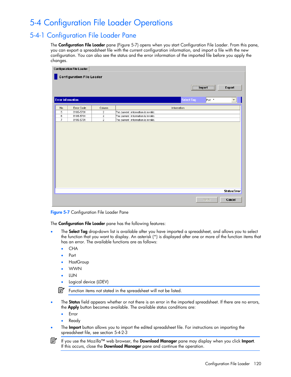 4 configuration file loader operations, 4-1 configuration file loader pane | HP StorageWorks XP Remote Web Console Software User Manual | Page 120 / 131