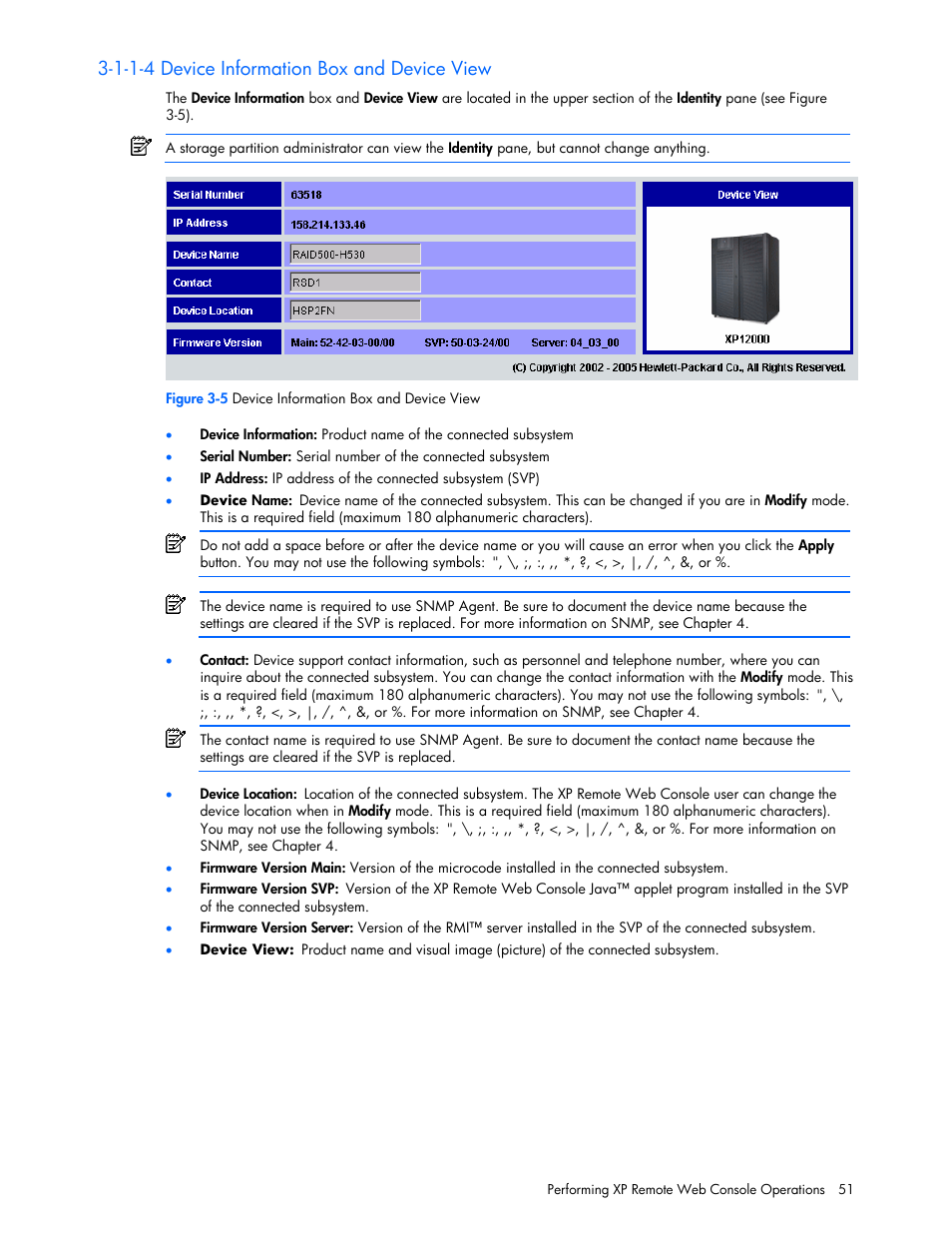 1-1-4 device information box and device view | HP StorageWorks XP Remote Web Console Software User Manual | Page 51 / 131