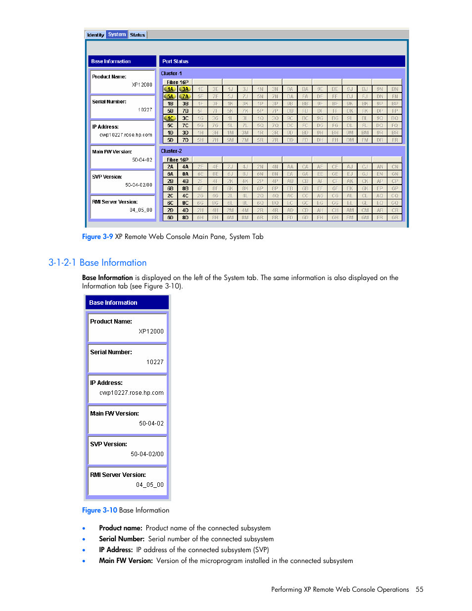 1-2-1 base information | HP StorageWorks XP Remote Web Console Software User Manual | Page 55 / 131