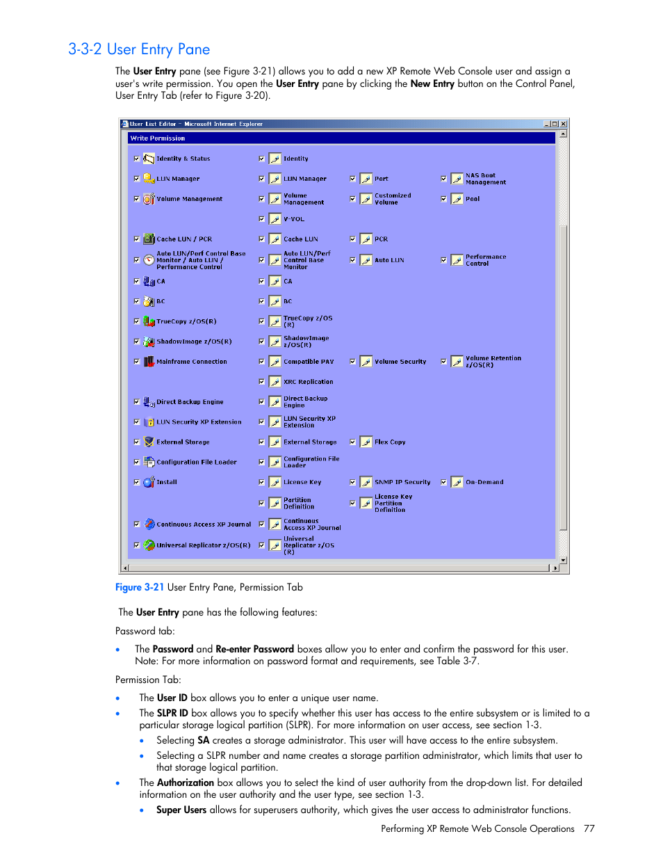 3-2 user entry pane | HP StorageWorks XP Remote Web Console Software User Manual | Page 77 / 131