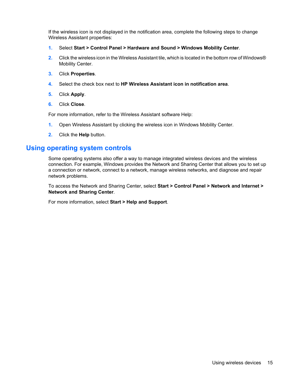 Using operating system controls | HP Pavilion dv3-4001tx Entertainment Notebook PC User Manual | Page 25 / 124