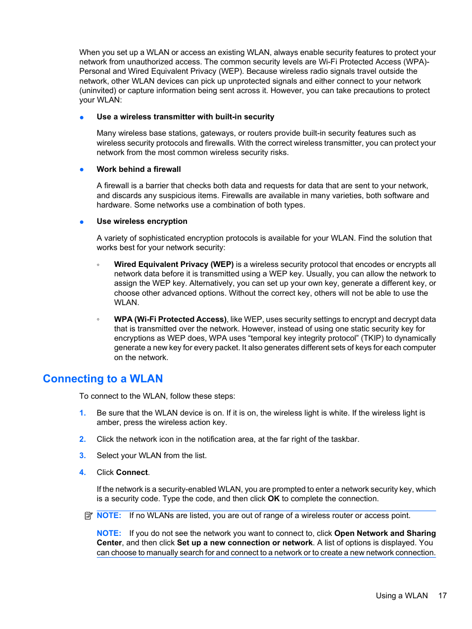 Connecting to a wlan | HP Pavilion dv3-4001tx Entertainment Notebook PC User Manual | Page 27 / 124