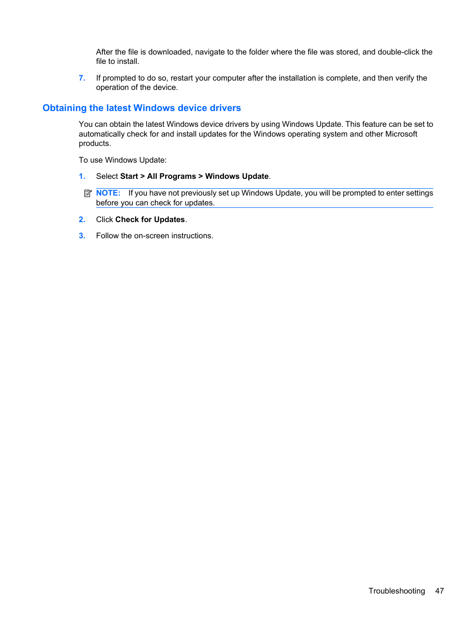 Obtaining the latest windows device drivers | HP Pavilion dv3-4001tx Entertainment Notebook PC User Manual | Page 57 / 124