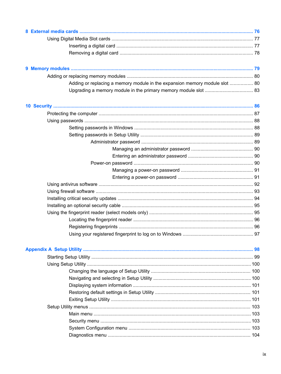 HP Pavilion dv3-4001tx Entertainment Notebook PC User Manual | Page 9 / 124