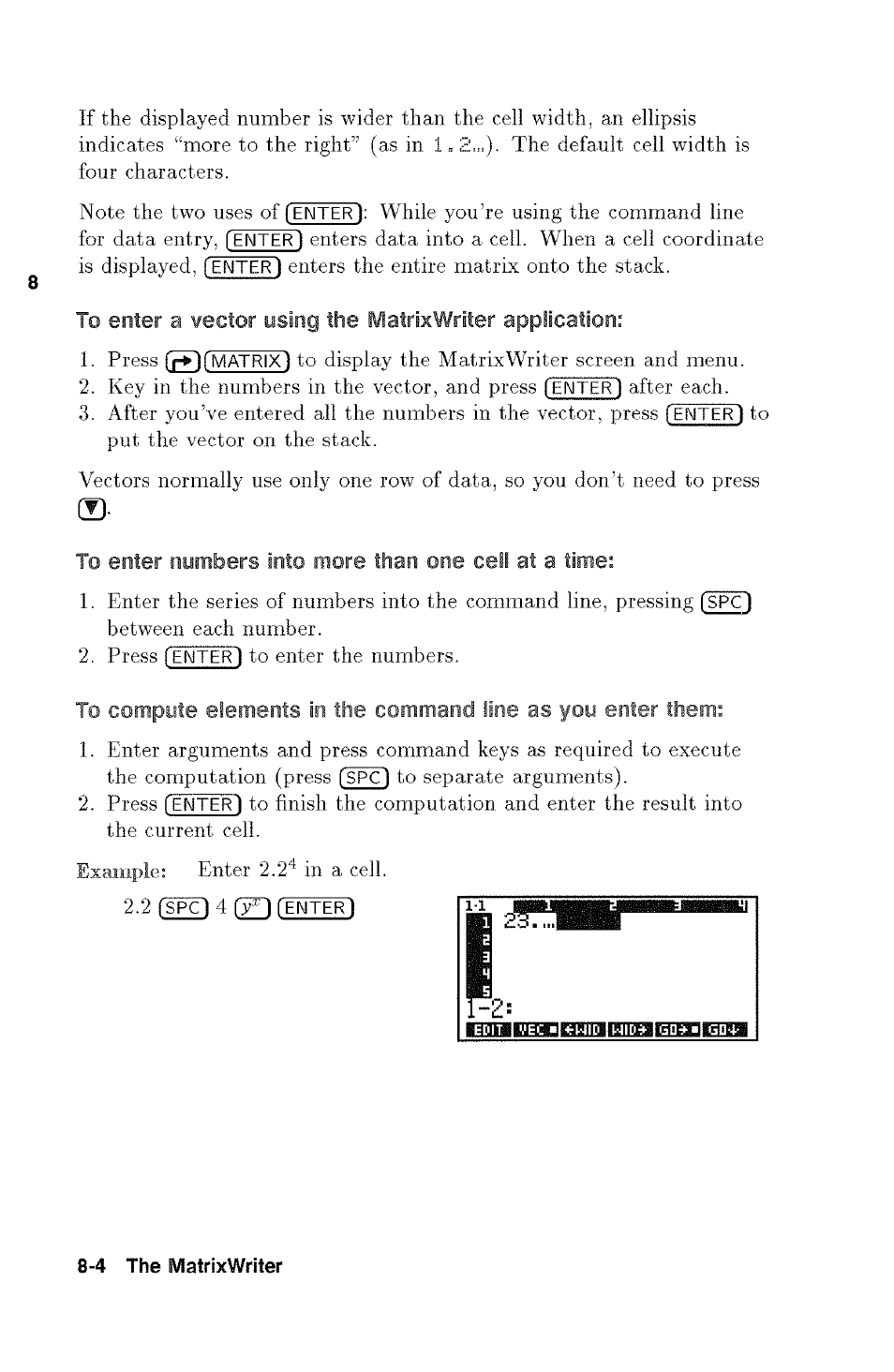 To enter numbers into more than one cell at a time | HP 48g Graphing Calculator User Manual | Page 104 / 612