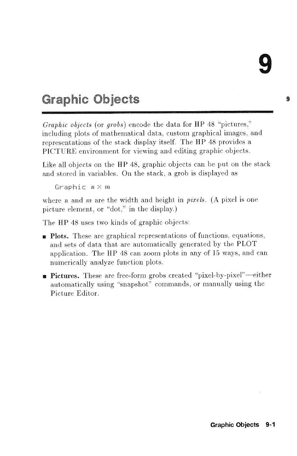 Graphic objects | HP 48g Graphing Calculator User Manual | Page 109 / 612