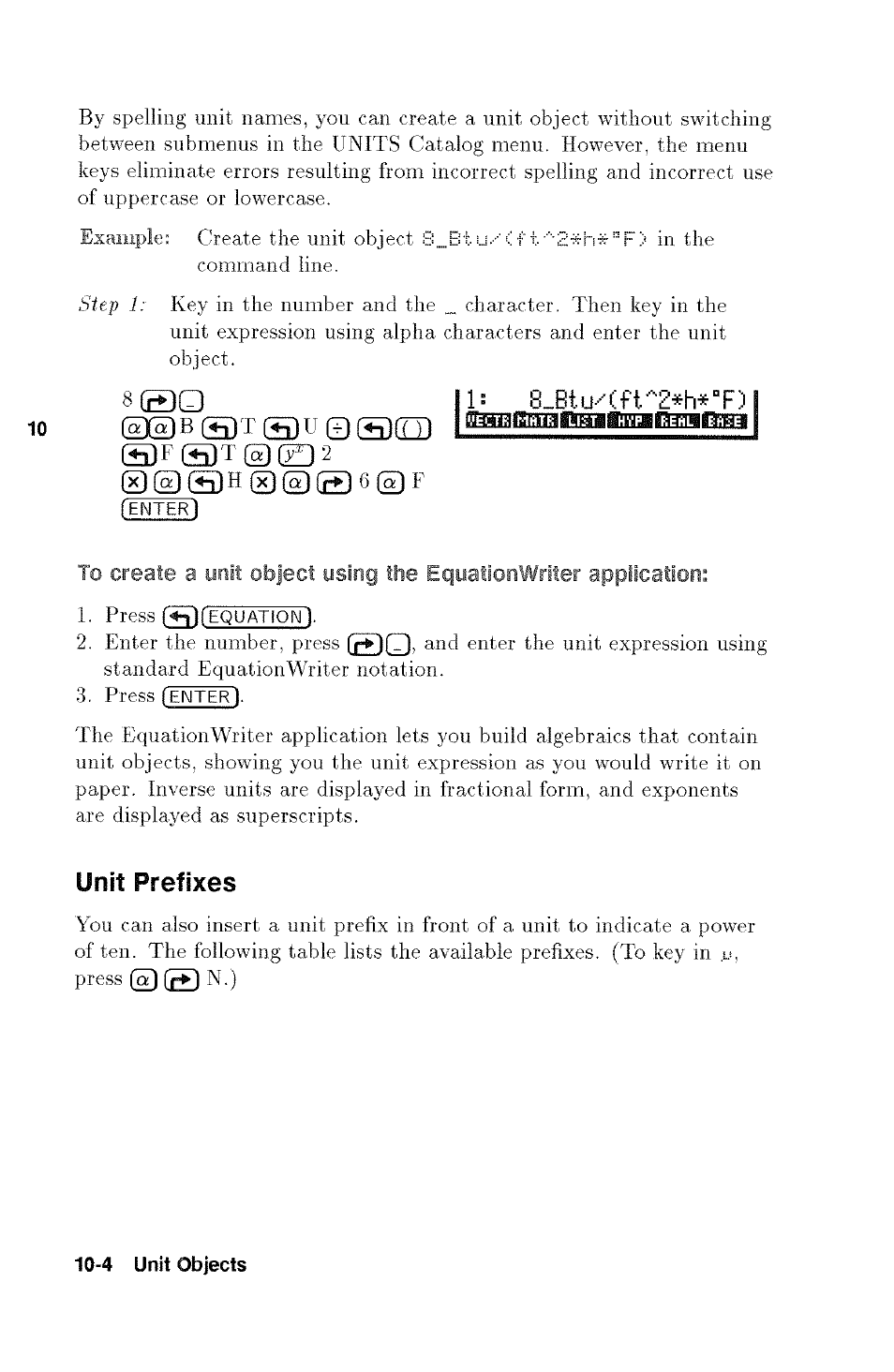 Unit prefixes | HP 48g Graphing Calculator User Manual | Page 122 / 612