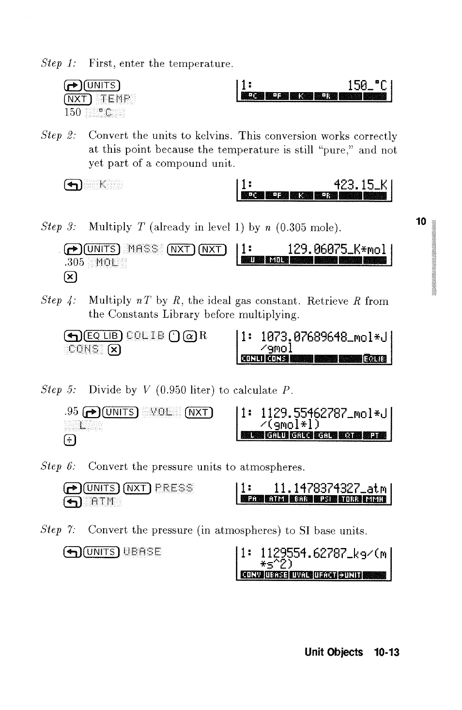 Jgml*!), Hii:imiiiaimaitimini3aaniiatmnhbg, Unit objects 10-13 | HP 48g Graphing Calculator User Manual | Page 131 / 612