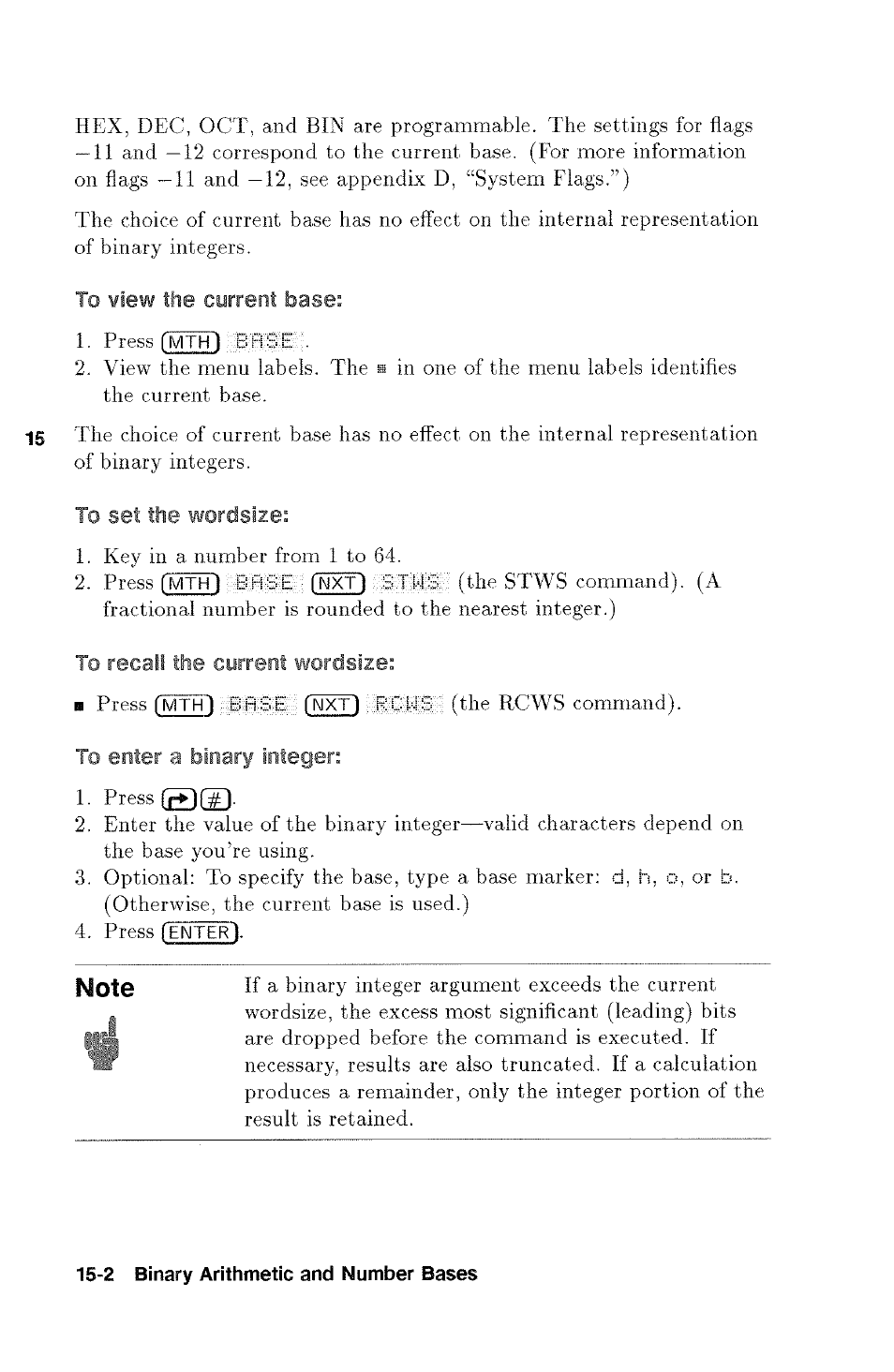 To enter a binary integer, Binary integer | HP 48g Graphing Calculator User Manual | Page 188 / 612