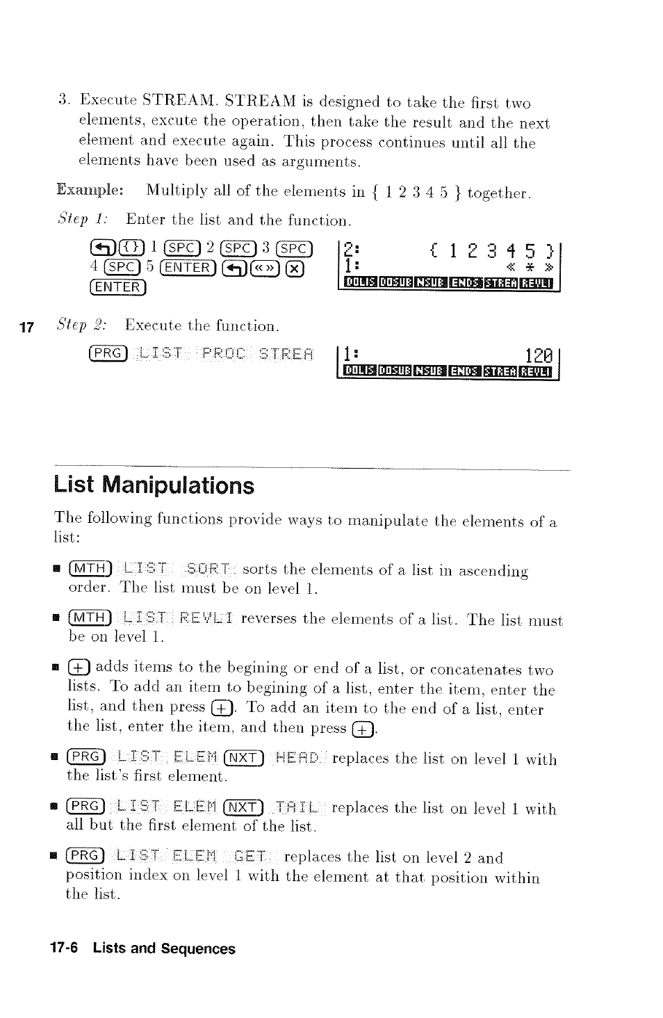 List manipulations, List manipulations -6 | HP 48g Graphing Calculator User Manual | Page 204 / 612