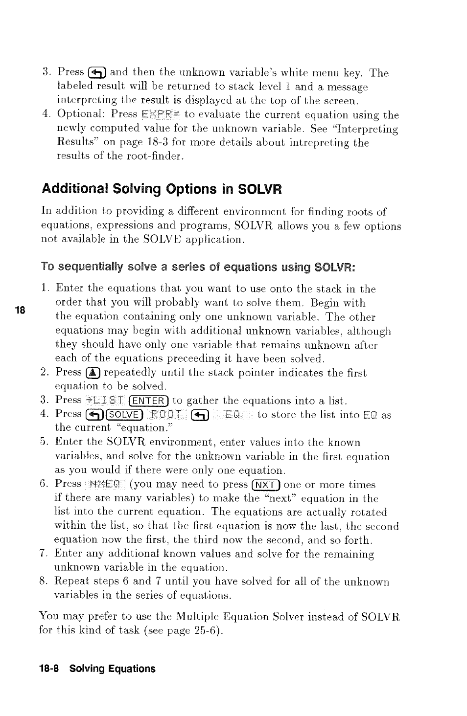 Additional solving options in solvr, Additional solving options in solve -8 | HP 48g Graphing Calculator User Manual | Page 214 / 612