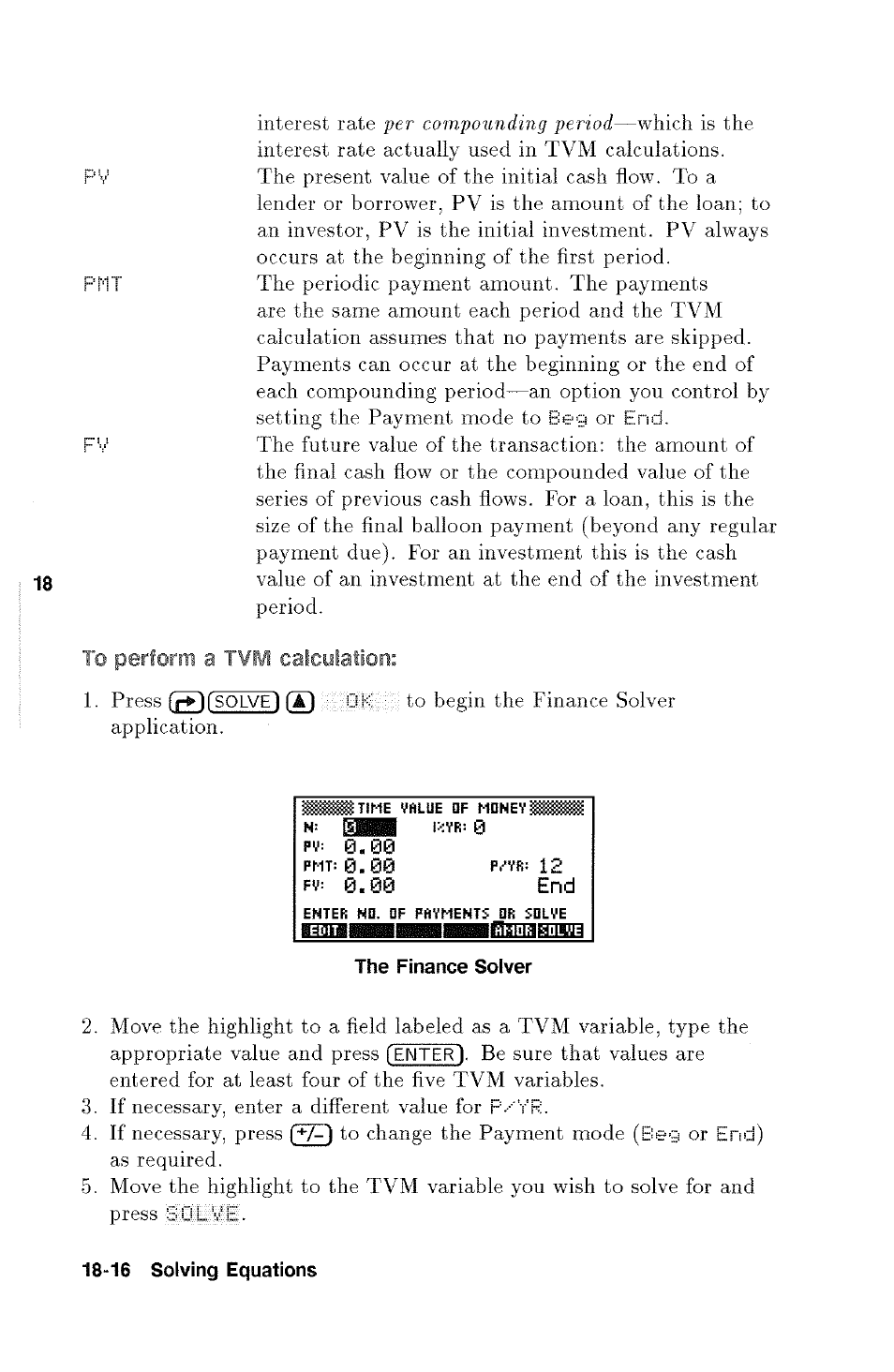 To perform a tvm calculation, Fisbb, 00 pm: 12 | 0,00 end | HP 48g Graphing Calculator User Manual | Page 222 / 612