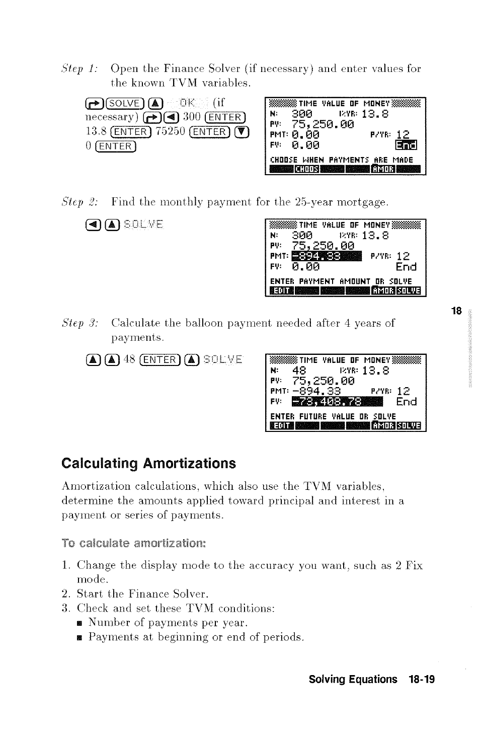 Calculating amortizations, 00 end, Pmt: maewmbmi pm: i2 | HP 48g Graphing Calculator User Manual | Page 225 / 612