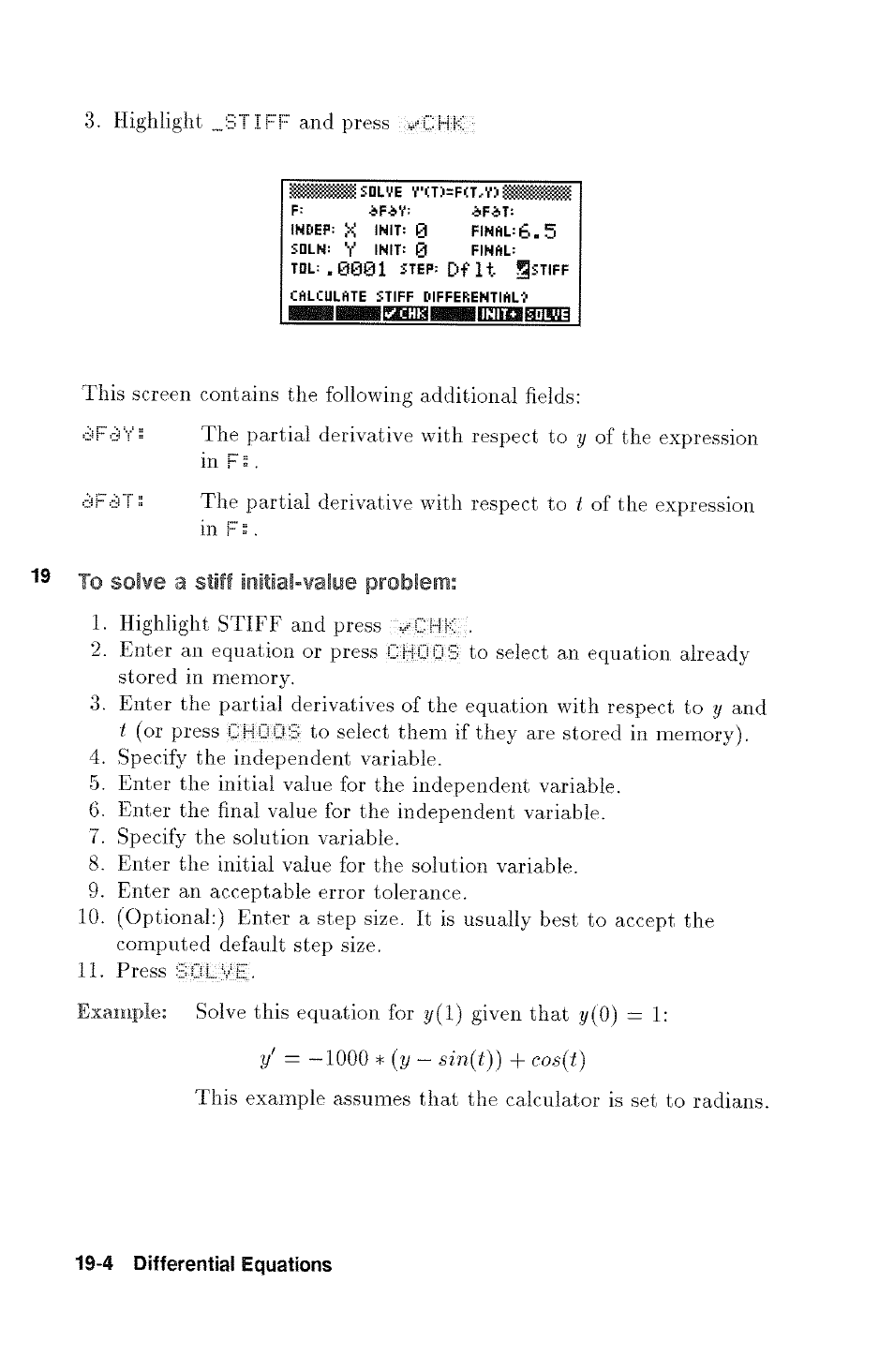 19 to solve a stiff initial-value problem, Solving a stiff initial-value problem -3 | HP 48g Graphing Calculator User Manual | Page 230 / 612