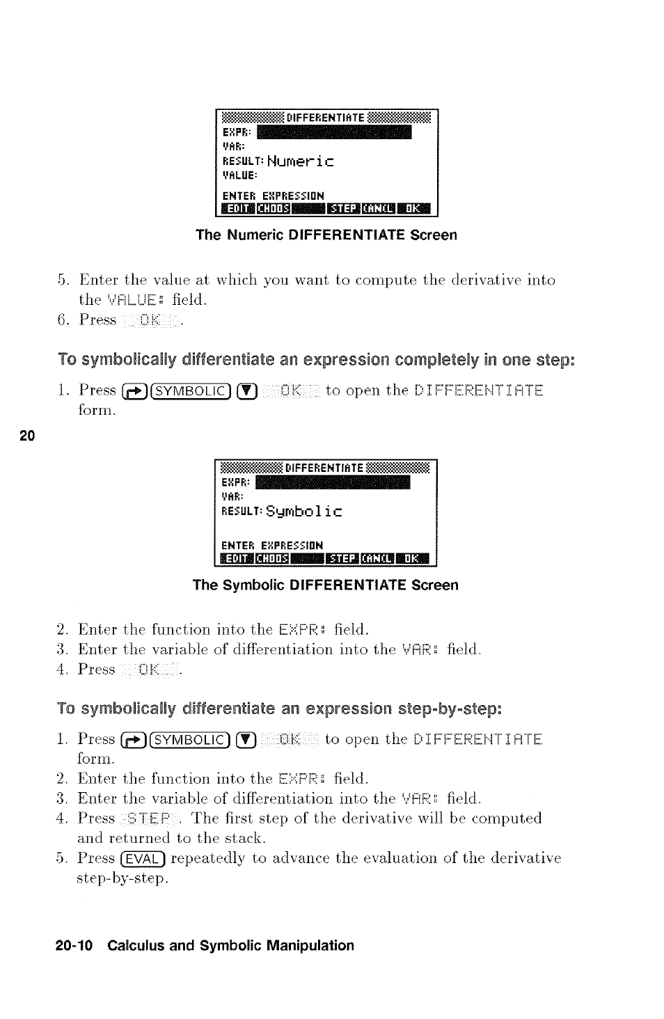 An expression completely in one step, An expression step-by-step | HP 48g Graphing Calculator User Manual | Page 250 / 612