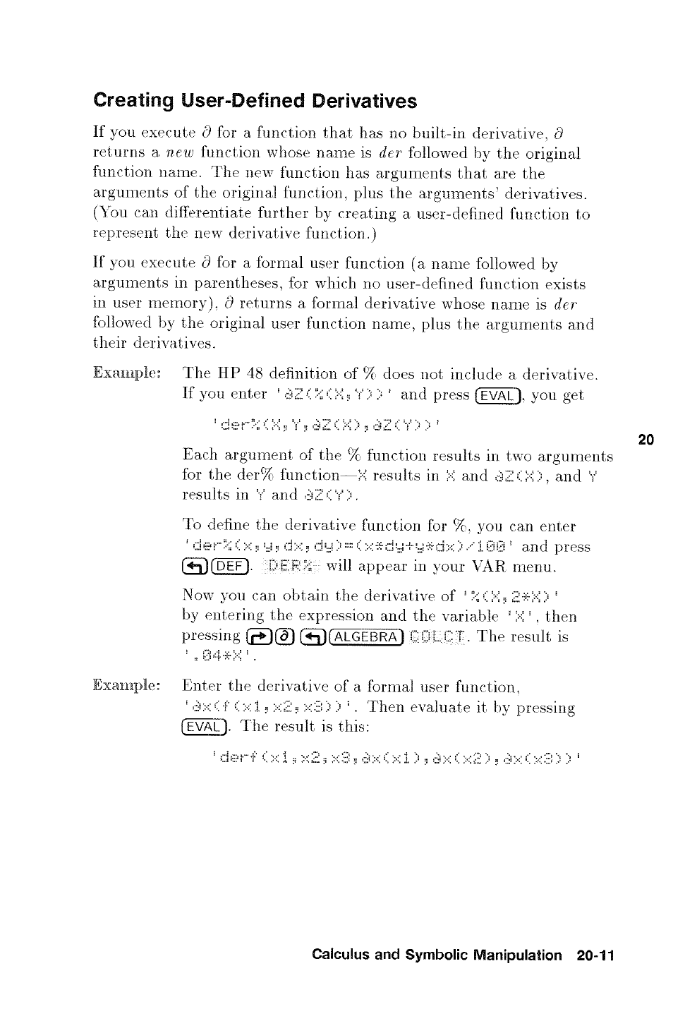 Creating user-defined derivatives, Creating user-defined derivatives -11 | HP 48g Graphing Calculator User Manual | Page 251 / 612