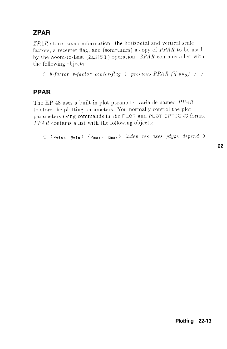 Ymiii e, Zpar, Ppar | HP 48g Graphing Calculator User Manual | Page 297 / 612