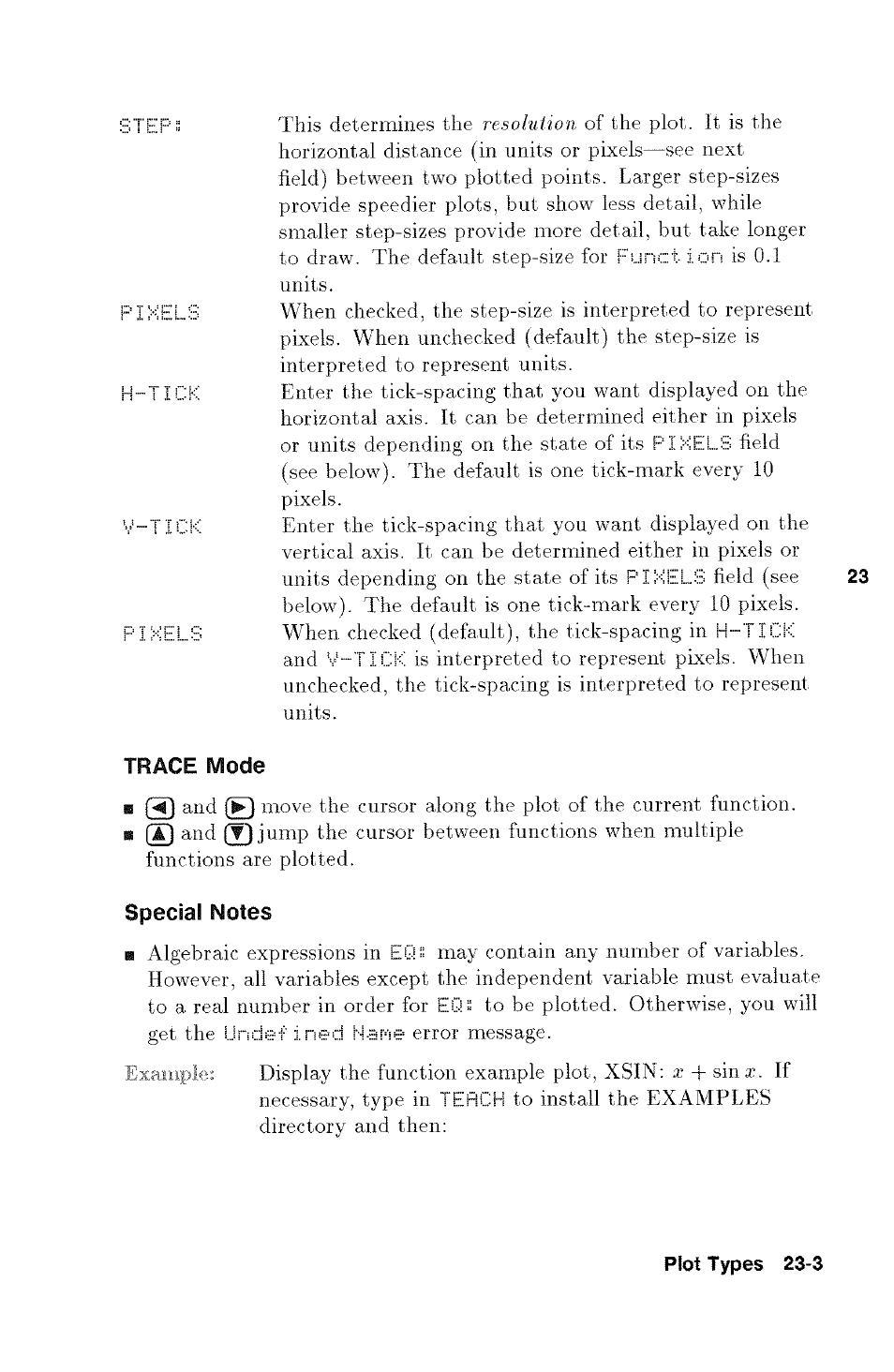 Trace mode, Special notes | HP 48g Graphing Calculator User Manual | Page 303 / 612