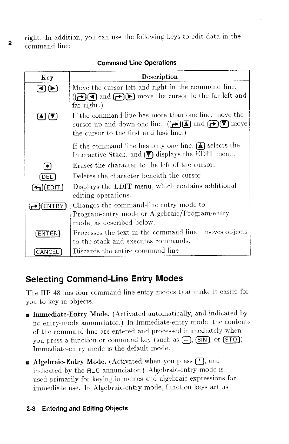 Selecting command-line entry modes | HP 48g Graphing Calculator User Manual | Page 32 / 612